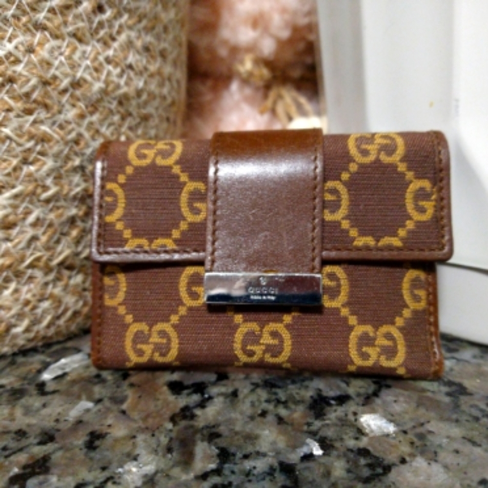 Gucci Leather & Canvas Key ring holder **AUTHENTIC**